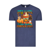 Vintage Denim Just a girl who loves pumpkin spice Vintage Tee - NancyCooperArtShop