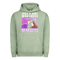 Pigment Oil Green anime cat anime stuff Urban Hoodie - lanVoArt
