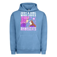 Pigment Pebble Blue anime cat anime stuff Urban Hoodie - lanVoArt
