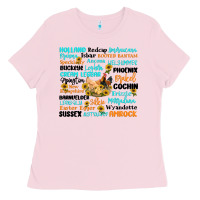Bubblegum Pink chicken typography Ladies Tee - Artiststas