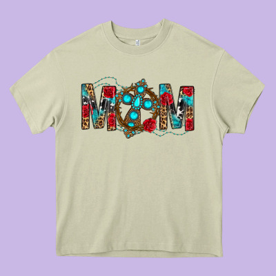 Western Mom With Cross Heavy Core Tee Designed By Bundleandbundleshop