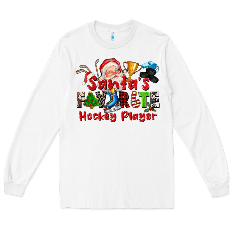 Santas Favorite Hockey Player Long Sleeve Tee by CowGirlArtShop | Teevron