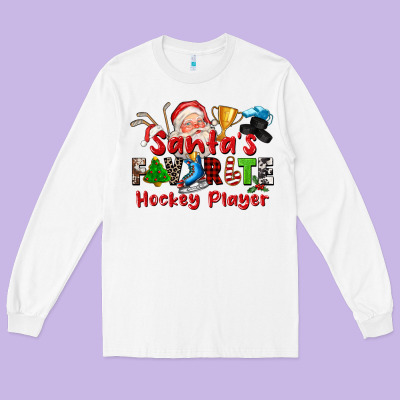 Santas Favorite Hockey Player Long Sleeve Tee Designed By Cowgirlartshop