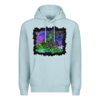 Blue Mist halloween skull and leopard background Premium Hoodie - BundleAndBundleShop
