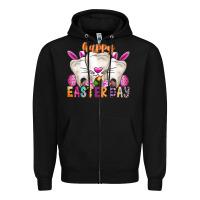 Black Happy Easter Zipper Hoodie - CowhideDigitalArt