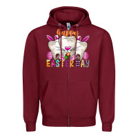 Burgundy Happy Easter Zipper Hoodie - CowhideDigitalArt