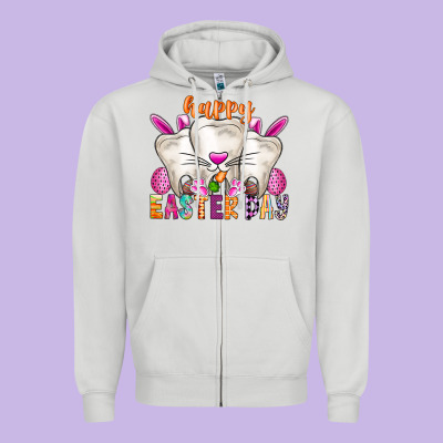 Happy Easter Zipper Hoodie Designed By Cowhidedigitalart
