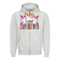 Dove Grey Happy Easter Zipper Hoodie - CowhideDigitalArt