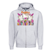 Heather Grey Happy Easter Zipper Hoodie - CowhideDigitalArt