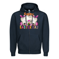 Navy Happy Easter Zipper Hoodie - CowhideDigitalArt