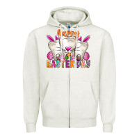Oatmeal Heather Happy Easter Zipper Hoodie - CowhideDigitalArt
