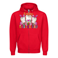 Red Happy Easter Zipper Hoodie - CowhideDigitalArt