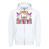 White Happy Easter Zipper Hoodie - CowhideDigitalArt