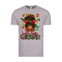 Santas Favorite Caregiver Afro Messy Bun Vintage Tee | Teevron