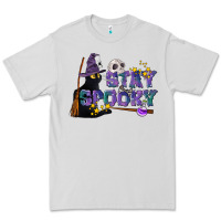 Dove Grey Stay Spooky With Black Cat Premium Tee - LillyAllenDesigns