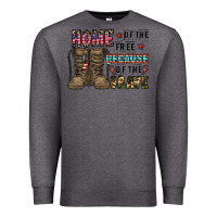 Charcoal Heather home of the free beacause of the brave Premium Sweatshirt - CowhideDigitalArt
