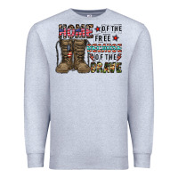 Heather Grey home of the free beacause of the brave Premium Sweatshirt - CowhideDigitalArt
