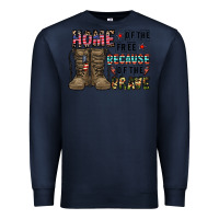 Navy home of the free beacause of the brave Premium Sweatshirt - CowhideDigitalArt
