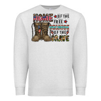 Oatmeal Heather home of the free beacause of the brave Premium Sweatshirt - CowhideDigitalArt