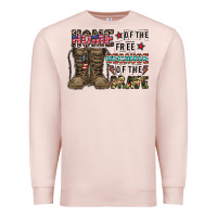 Pale Pink home of the free beacause of the brave Premium Sweatshirt - CowhideDigitalArt