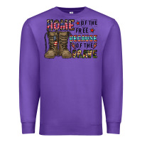 Purple home of the free beacause of the brave Premium Sweatshirt - CowhideDigitalArt