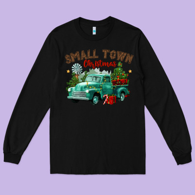 Small Town Christmas Long Sleeve Tee Designed By Cowgirlartshop