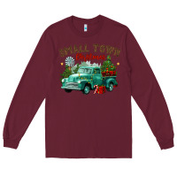 Burgundy small town christmas Long Sleeve Tee - CowGirlArtShop