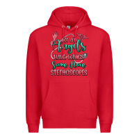 Red not all angels have wings some have stethoscopes Premium Hoodie - RanaPortraitStore