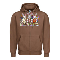 Chestnut Happy Easter Spot Rabbit Zipper Hoodie - CowhideDigitalArt