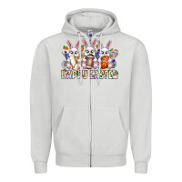 Dove Grey Happy Easter Spot Rabbit Zipper Hoodie - CowhideDigitalArt