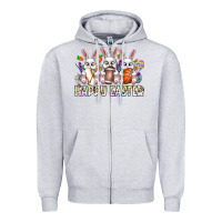Heather Grey Happy Easter Spot Rabbit Zipper Hoodie - CowhideDigitalArt