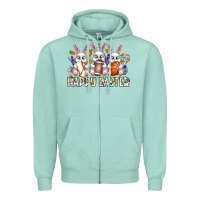 Seafoam Happy Easter Spot Rabbit Zipper Hoodie - CowhideDigitalArt