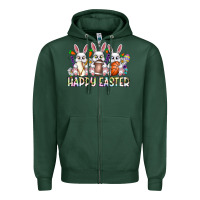 Sports Green Happy Easter Spot Rabbit Zipper Hoodie - CowhideDigitalArt