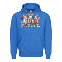 True Royal Happy Easter Spot Rabbit Zipper Hoodie - CowhideDigitalArt