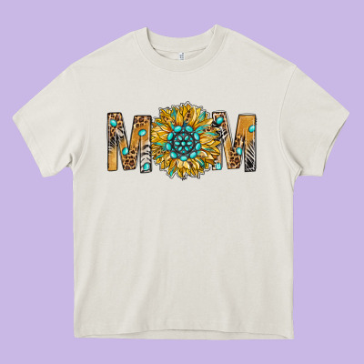 Western Mom With Gemstone And Sunflower Heavy Core Tee Designed By Bundleandbundleshop