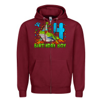 Burgundy birthday boy frog age 4 Zipper Hoodie - LillyAllenDesigns