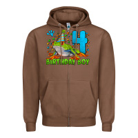 Chestnut birthday boy frog age 4 Zipper Hoodie - LillyAllenDesigns