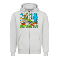 Dove Grey birthday boy frog age 4 Zipper Hoodie - LillyAllenDesigns