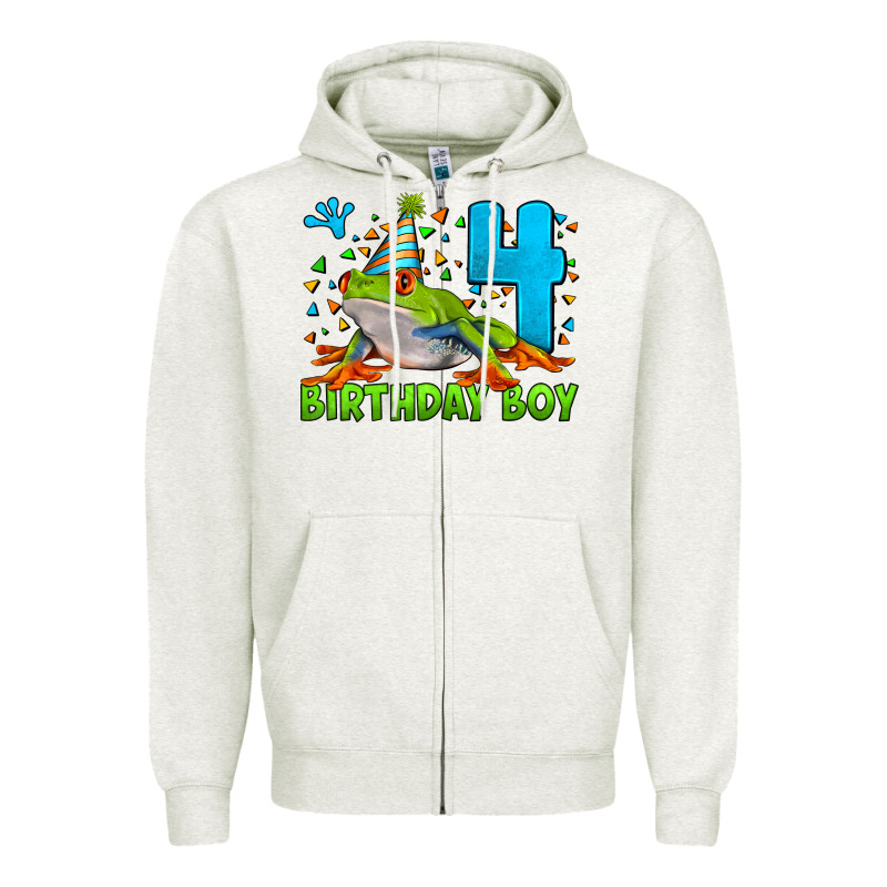 Birthday Boy Frog Age 4 Zipper Hoodie by LillyAllenDesigns | Teevron