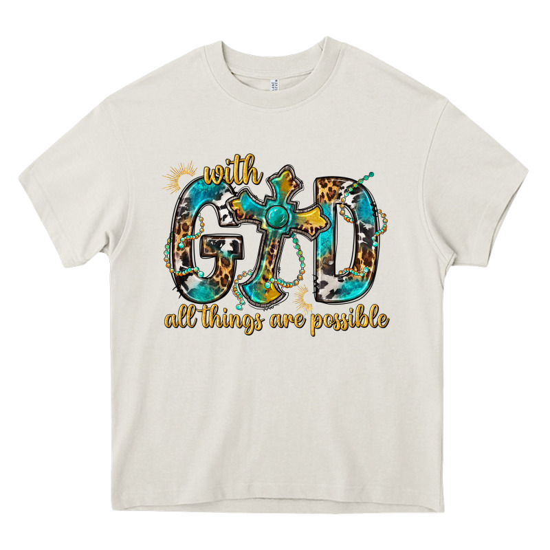 With God All Things Are Possible With Cross Heavy Core Tee by BundleAndBundleShop | Teevron