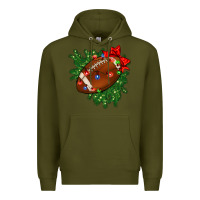 Army Green american football christmas with lights and ribbon Premium Hoodie - FaDigitalArtStudio