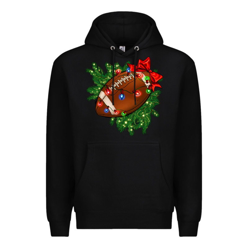 American Football Christmas With Lights And Ribbon Premium Hoodie by FaDigitalArtStudio | Teevron