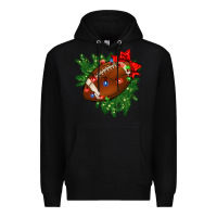 Black american football christmas with lights and ribbon Premium Hoodie - FaDigitalArtStudio