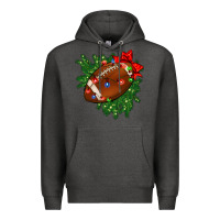 Charcoal Heather american football christmas with lights and ribbon Premium Hoodie - FaDigitalArtStudio