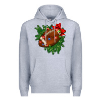 Heather Grey american football christmas with lights and ribbon Premium Hoodie - FaDigitalArtStudio