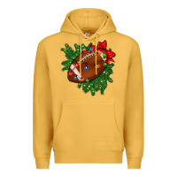 Mustard american football christmas with lights and ribbon Premium Hoodie - FaDigitalArtStudio