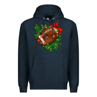 Navy american football christmas with lights and ribbon Premium Hoodie - FaDigitalArtStudio