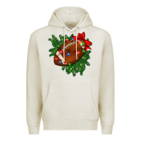Oatmeal Heather american football christmas with lights and ribbon Premium Hoodie - FaDigitalArtStudio