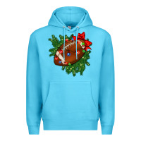 Ocean Blue american football christmas with lights and ribbon Premium Hoodie - FaDigitalArtStudio