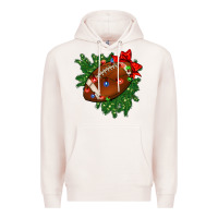 Pale Pink american football christmas with lights and ribbon Premium Hoodie - FaDigitalArtStudio